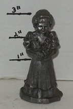 3&quot; Souvenir Metal Pewter Statue Girl with Bouquet - £11.72 GBP