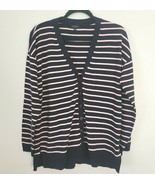 TALBOTS Navy Pink Striped Cotton Cardigan Women&#39;s Large New without Tags - $47.52 CAD