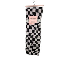 Juicy Couture Plush Printed Twin Blanket NWT Black Checkered Logo Soft - $39.99