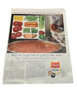 Campbells Quality Soup Vintage Print Ad 60s Cooking Vegetables Color Pla... - $21.87