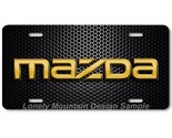 Mazda Text Inspired Art Gold on Mesh FLAT Aluminum Novelty Car License T... - $17.99