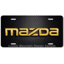 Mazda Text Inspired Art Gold on Mesh FLAT Aluminum Novelty Car License Tag Plate - £14.22 GBP