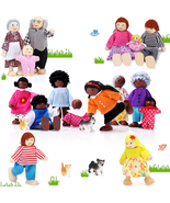 20 Pcs Wooden Dollhouse Family Set of 16 Mini People Figures and 4 Pets,... - £31.42 GBP
