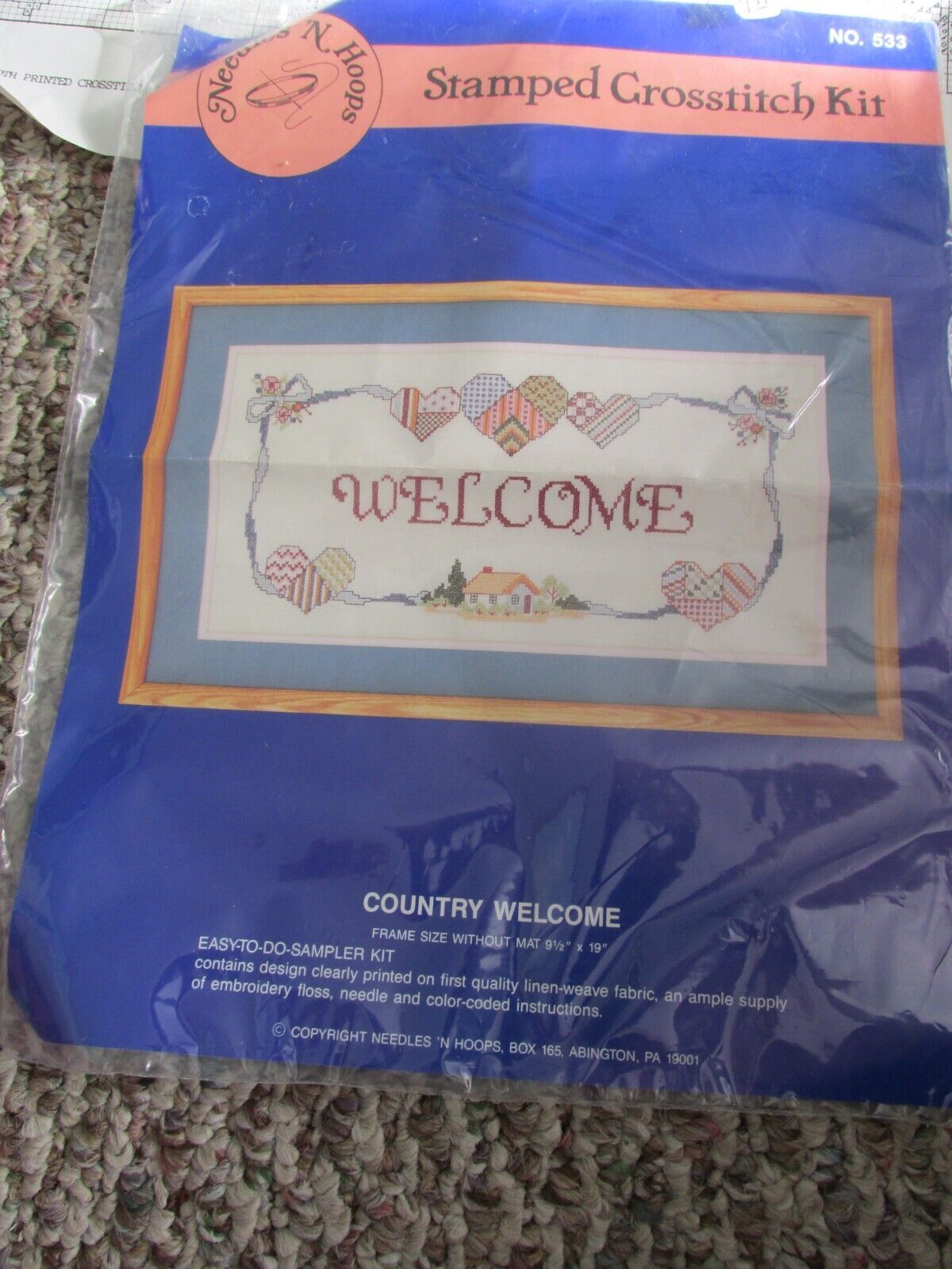 ""COUNTRY WELCOME STAMPED FOR EMBROIDERY STITCHERY KIT"" - $8.89