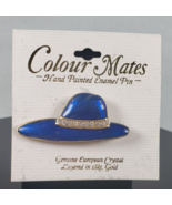 Colour Mates Hand Painted Enamel Blue - Hat European Crystal 18K Gold Br... - $13.58