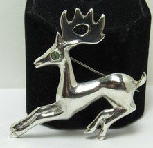 925 Sterling Silver 2 3/8&quot; Brooch Reindeer Deer Moose Antelope Pin Mexico 18.9g - £27.56 GBP
