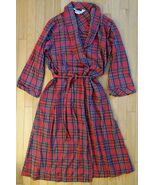 Vintage Vermont Country Store Robe Red Tartan Plaid Flannel Cotton USA - $68.10 CAD