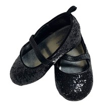 Black Glitter slip on Toddler Baby shoes ballet flats Strap Summer Formal Party - £6.96 GBP