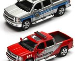 KiNSMART 2014 Chevrolet Silverado 1:46 Scale 5 Inch Police &amp; Firefighter... - $15.65