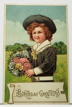 Birthday Lovely Boy with Flowers 1910 South Williamsport Pa Postcard I20 - £11.77 GBP