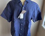 Porter &amp; Ash Men’s Linen Shirt New Sz L Blue Short Sleeve - £31.44 GBP