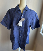 Porter &amp; Ash Men’s Linen Shirt New Sz L Blue Short Sleeve - £31.46 GBP