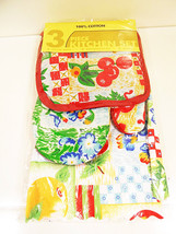 Potholders Oven Mitt Towel Set 3 Piece Kitchen  100% Cotton Cooking Baking  - £7.08 GBP