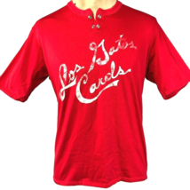 Los Gatos CA Cards Vtg L Snap Henley Jersey Shirt size Large 42-44 Red Baseball - £27.87 GBP