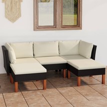  Garden Lounge Set Black PE Rattan Medium Removable Covers - $10,748.50 MXN