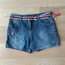 UNIONBAY Vintage Belted Denim Cargo Shorts in Wave Blast sz 11 Y2K NWT - $24.99