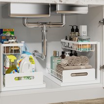 Realinn Under Sink Organizer, Pull Out Cabinet Organizer 2 Tier Slide, 2 Pack - $59.99