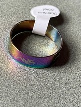 Estate Rainbow Stainless Steel w Salamanders Band Ring Size 11.75 – 0.25 inches - £10.46 GBP