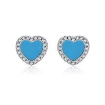MODIAN Luxury Hearts Earring Solid 925 Sterling Silver Romantic Natural Turquois - £15.76 GBP