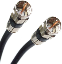 200Ft Black Triple Shield Indoor Outdoor RG-6 Coaxial Cable Nickel-Brass Connec - £51.84 GBP