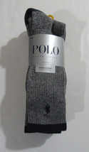 Polo Ralph Lauren Mens Contrast Heel Crew Socks Grey / Navy Blue 4 pack - $17.99