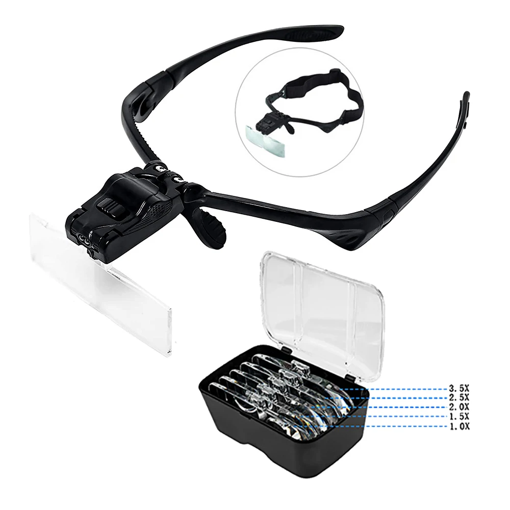 TKDMR Head Gles Magnifier Gl LED Ioupes 5 Individual Interchangeable Lens for To - £209.80 GBP