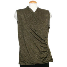 RALPH LAUREN Burnished Gold Metallic Knit Surplice Sleeveless Shell Top XL - $70.20 CAD