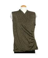 RALPH LAUREN Burnished Gold Metallic Knit Surplice Sleeveless Shell Top XL - $918.38 MXN