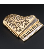 Swan Signed Swarovski Piano Pin Gold Plated Pave Clear Crystal Brooch - $200.00