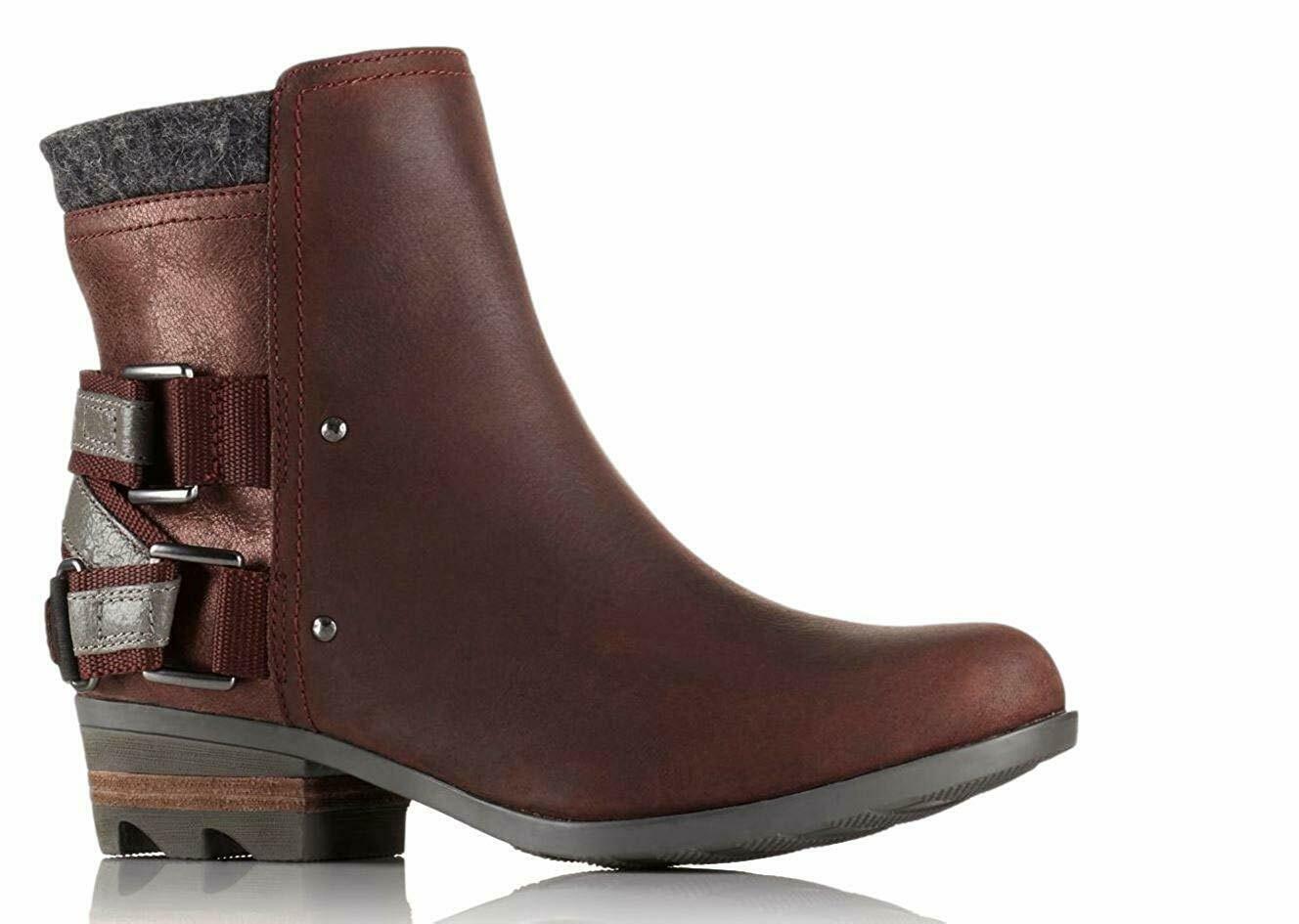 SOREL Womens Lolla Waterproof Leather Boots, Redwood/Black - $260.99