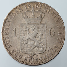 1901 Netherlands Gulden Silver Coin KM #122.1 VF Condition - £81.74 GBP