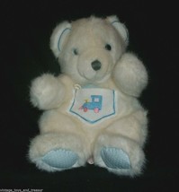 12&quot; VINTAGE 1991 DAKIN WHITE TEDDY BEAR SQUEAKS BLUE STUFFED ANIMAL PLUS... - $52.25