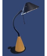 Rare Vtg 1990&#39;s Art Deco Black Metal Atomic Mushroom Dome Desk Lamp 12&quot; - £50.91 GBP