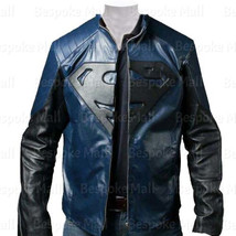 New Superman Man of Steel Blue and Black cowhide Leather Jacket Costume- 40 - $179.99+