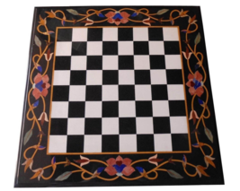 Chess Design Inlay Work Game Play Table for Casino Decor Marble Coffee Table Top - £311.20 GBP+