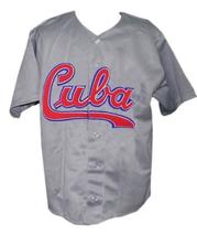 Custom Name # Team Cuba Retro Baseball Jersey Button Down Grey Any Size image 4