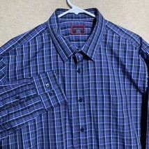UNTUCKIT XL Wrinkle Free Mens Check Plaid Button Long Sleeve Dress Shirt Blue - £17.92 GBP