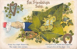 For FRIENDSHIP&#39;S Sake ~ Triple Shamrocks-Good Luck-Health ~1900s Ireland-
sho... - £7.60 GBP