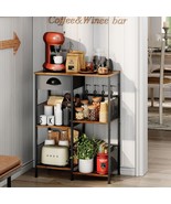 Farmhouse Small Coffee Bar With Storage Drawer 5-Layer Staggered, Black ... - $89.42 CAD