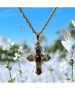 Amethyst Topaz Citrine Garnet 10K Cross Pendant Necklace 18” - $29.99