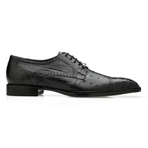 Belvedere Men's Shoes Martino Genuine Caiman Crocodile/Ostrich Black R104 image 3