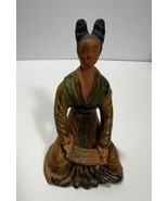 Vintage Chinese Sancai Glaze 7” Woman Figurine Mudmen Antique - £19.71 GBP