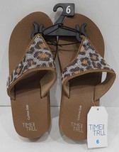 Time and Tru Women&#39;s Lifestyle Cushioned Sole Flip Flops Leopard Size 6 - £21.72 GBP