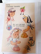 THE LITTLE MISS #7272 Embroidery Transfer Sew Felt Hats&amp;Purses for Littl... - $12.34