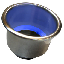 Whitecap Flush Mount Cup Holder w Blue LED Light - Stainless Steel - £34.35 GBP