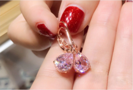 4Ct Pear Cut Pink Sapphire Drop/Dangle Earrings 14K Rose Gold Finish - £79.07 GBP