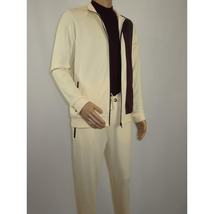 Men's Monte Carlo Turkey Jogging Suit 2pc Jump Set Stretchable 95061 Ivory Wine image 4
