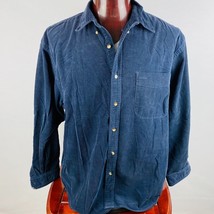 Eddie Bauer Blue Corduroy One Chest Pocket Men&#39;s XL Button Down Shirt - £13.80 GBP