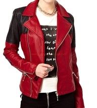 Handmade Women Fashion Leather Jacket, Womens Red And Black Color Leather Jacket - £115.07 GBP