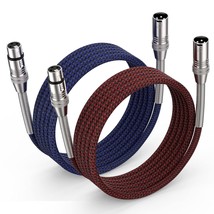 Xlr Cable 6Ft 2Pack, Multi-Color Heavy Duty Nylon Braided Xlr Male To Female, Mi - £26.61 GBP
